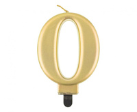 #SC11 Świeczka B&C cyferka 0, metalik złota, 9 cm