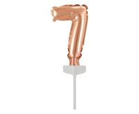 #BFC3 Balon foliowy B&C 13 cm na patyczku "Cyfra 7", różowo-złota