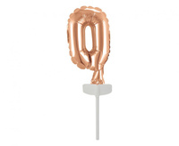 #BFC3 Balon foliowy B&C 13 cm na patyczku "Cyfra 0", różowo-złota