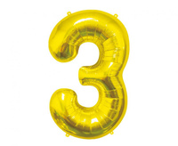 #BFC17 Balon foliowy B&C Cyfra 3, złota, 85 cm AA