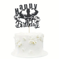 Topper na tort Happy Birthday SIŁOWNIA KULTURYSTA