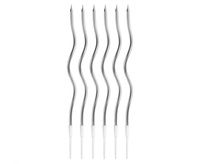 Świeczki B&C Świderki, metaliczne srebrne, 16 cm, 6 szt.