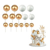 Toppery na tort kule na piku ZŁOTO BIAŁE