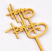 Topper na tort urodzinowy złoty HAPPY BIRTHDAY 11,5x9,5 cm WZ. II