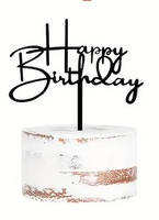 Topper na tort urodzinowy czarny HAPPY BIRTHDAY 12x10,5 cm WZ. I