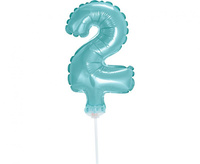 #BFC2 Balon foliowy 13 cm na patyczku "Cyfra 2", błękitna KK