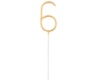 Dekoracja na tort CYFRA 6 złota (zimny ogień)